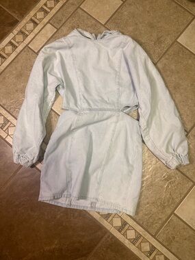 Zara factory Sample Light Wash Denim Mini Dress Dress - Pale Blue
